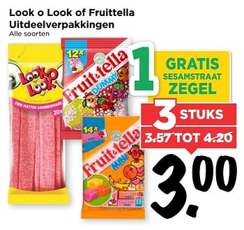 Aanbiedingen Look o look of fruittella uitdeelverpakkingen - Fruittella - Geldig van 19/03/2017 tot 25/03/2017 bij Vomar