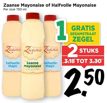 Aanbiedingen Zaanse mayonaise of halfvolle mayonaise - Zaanse Suas - Geldig van 19/03/2017 tot 25/03/2017 bij Vomar