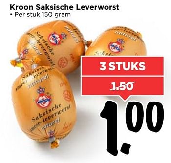 Aanbiedingen Kroon saksische leverworst - Kroon - Geldig van 19/03/2017 tot 25/03/2017 bij Vomar