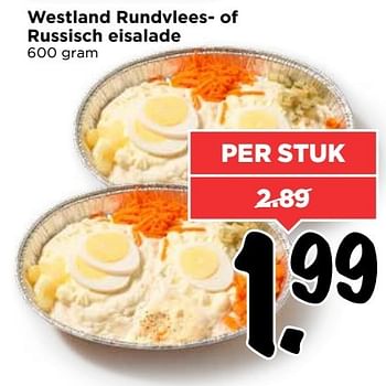 Aanbiedingen Westland rundvlees- of russisch eisalade - Huismerk Vomar - Geldig van 19/03/2017 tot 25/03/2017 bij Vomar