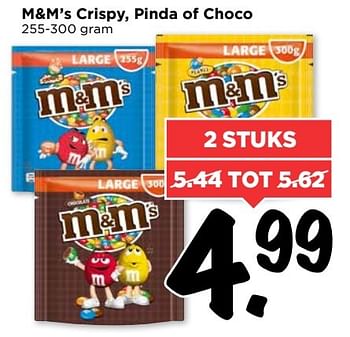 Aanbiedingen M+m`s crispy, pinda of choco - M&amp;M', s - Geldig van 19/03/2017 tot 25/03/2017 bij Vomar