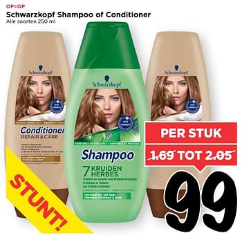 Aanbiedingen Schwarzkopf shampoo of conditioner - Schwartzkopf - Geldig van 19/03/2017 tot 25/03/2017 bij Vomar