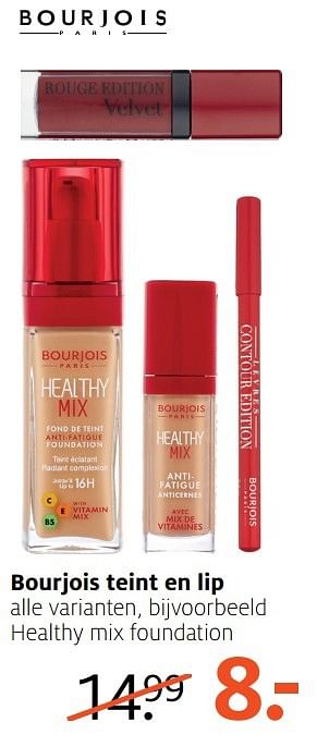 Aanbiedingen Healthy mix foundation - Bourjois - Geldig van 20/03/2017 tot 26/03/2017 bij Etos