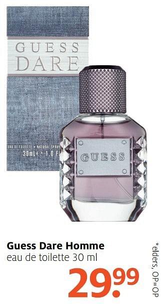 Aanbiedingen Guess dare homme eau de toilette - Guess - Geldig van 20/03/2017 tot 26/03/2017 bij Etos