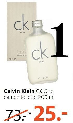 Aanbiedingen Calvin klein ck one eau de toilette - Calvin Klein - Geldig van 20/03/2017 tot 26/03/2017 bij Etos