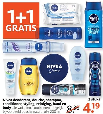 Aanbiedingen Douche natural olie - Nivea - Geldig van 20/03/2017 tot 26/03/2017 bij Etos