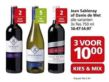 Aanbiedingen Jean sablenay of danie de wet - Witte wijnen - Geldig van 20/03/2017 tot 26/03/2017 bij Jan Linders