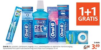 Aanbiedingen Pro expert multi bescherming extra frisse munt tandpasta - Oral-B - Geldig van 20/03/2017 tot 26/03/2017 bij Etos