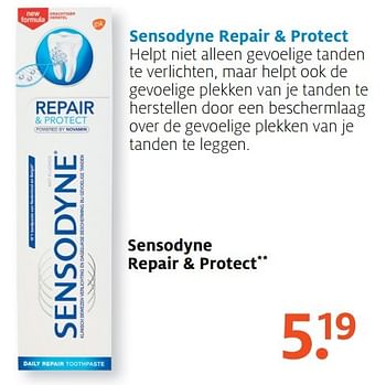 Aanbiedingen Sensodyne repair + protect - Sensodyne - Geldig van 20/03/2017 tot 26/03/2017 bij Etos