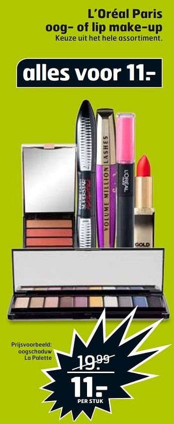 Aanbiedingen L`oréal paris oog- of lip make-up - L'Oreal Paris - Geldig van 14/03/2017 tot 26/03/2017 bij Trekpleister