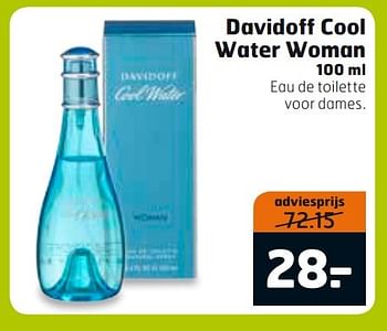 Aanbiedingen Davidoff cool water woman 100 ml - Davidoff - Geldig van 14/03/2017 tot 26/03/2017 bij Trekpleister