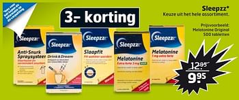 Aanbiedingen Sleepzz melatonine original - Sleepzz - Geldig van 14/03/2017 tot 26/03/2017 bij Trekpleister