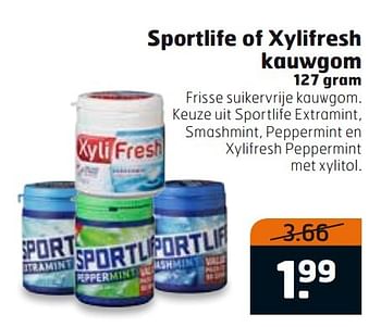 Aanbiedingen Sportlife of xylifresh kauwgom - Sportlife - Geldig van 14/03/2017 tot 26/03/2017 bij Trekpleister