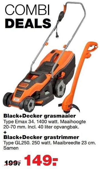 Aanbiedingen Black+decker grasmaaier emax 34 - Black &amp; Decker - Geldig van 20/03/2017 tot 26/03/2017 bij Praxis