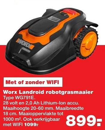 Aanbiedingen Worx landroid robotgrasmaaier wg791e - Worx - Geldig van 20/03/2017 tot 26/03/2017 bij Praxis