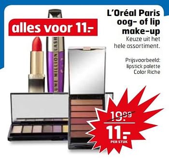 Aanbiedingen L`oréal paris lipstick palette color riche - L'Oreal Paris - Geldig van 21/03/2017 tot 26/03/2017 bij Trekpleister