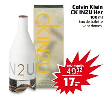 Aanbiedingen Calvin klein ck in2u her eau de toilette voor dames - Calvin Klein - Geldig van 21/03/2017 tot 26/03/2017 bij Trekpleister
