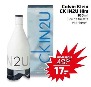 Aanbiedingen Calvin klein ck in2u him eau de toilette voor heren - Calvin Klein - Geldig van 21/03/2017 tot 26/03/2017 bij Trekpleister
