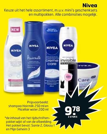 Aanbiedingen Nivea shampoo hairmilk en micellair water - Nivea - Geldig van 21/03/2017 tot 26/03/2017 bij Trekpleister
