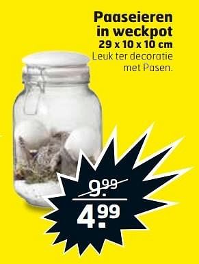 Aanbiedingen Paaseieren in weckpot 29 x 10 x 10 cm - Huismerk - Trekpleister - Geldig van 21/03/2017 tot 26/03/2017 bij Trekpleister