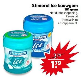 Aanbiedingen Stimorol ice kauwgom 101 gram - Stimorol - Geldig van 21/03/2017 tot 26/03/2017 bij Trekpleister