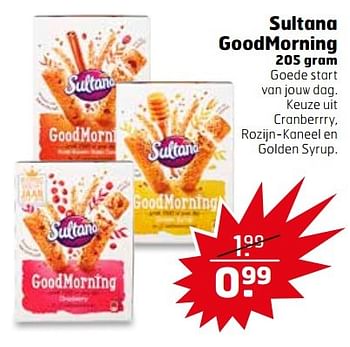 Aanbiedingen Sultana goodmorning 205 gram - Sultana - Geldig van 21/03/2017 tot 26/03/2017 bij Trekpleister