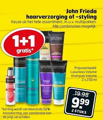 Aanbiedingen John frieda luxurious volume shampoo volume - John Frieda - Geldig van 21/03/2017 tot 26/03/2017 bij Trekpleister