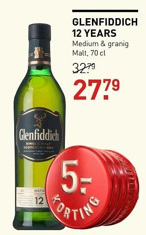 Aanbiedingen Glenfiddich 12 years medium + granig malt - Glenfiddich - Geldig van 13/03/2017 tot 26/03/2017 bij Gall & Gall