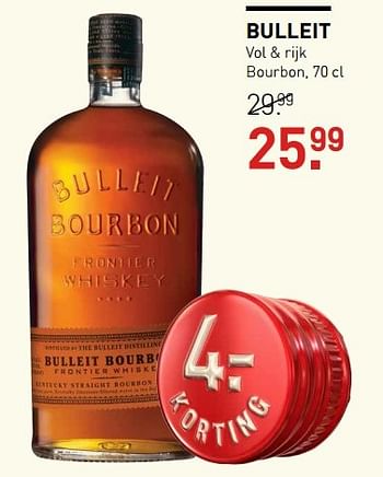 Aanbiedingen Bulleit vol + rijk bourbon - Bulleit Bourbon - Geldig van 13/03/2017 tot 26/03/2017 bij Gall & Gall