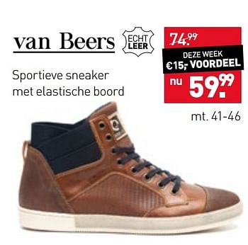 Aanbiedingen Sportieve sneaker met elastische boord - Van Beers - Geldig van 13/03/2017 tot 26/03/2017 bij Scapino