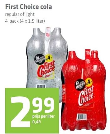 Aanbiedingen First choice cola regular of light - First choice - Geldig van 17/03/2017 tot 22/03/2017 bij Attent