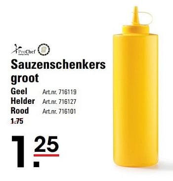 Aanbiedingen Sauzenschenkers groot geel - ProChef - Geldig van 09/03/2017 tot 27/03/2017 bij Sligro