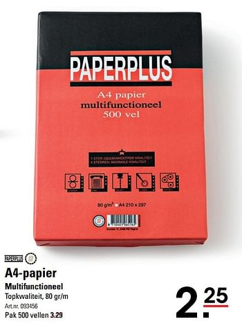 Aanbiedingen A4-papier multifunctioneel - PaperPlus - Geldig van 09/03/2017 tot 27/03/2017 bij Sligro