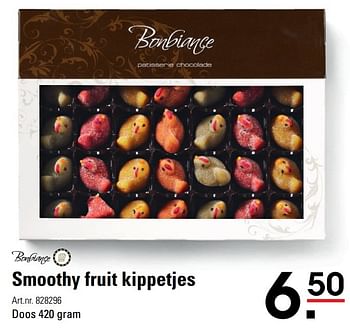 Aanbiedingen Smoothy fruit kippetjes - Bonbiance - Geldig van 06/03/2017 tot 17/04/2017 bij Sligro