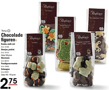 Aanbiedingen Chocolade figuren kweks, melk-wit - Bonbiance - Geldig van 06/03/2017 tot 17/04/2017 bij Sligro