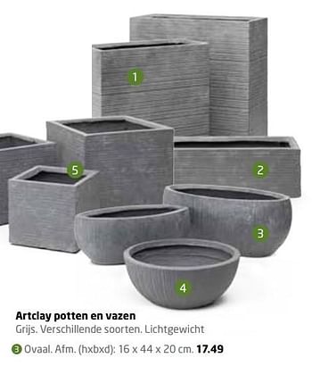 Aanbiedingen Artclay potten en vazen ovaal - Huismerk - Formido - Geldig van 06/03/2017 tot 09/07/2017 bij Formido