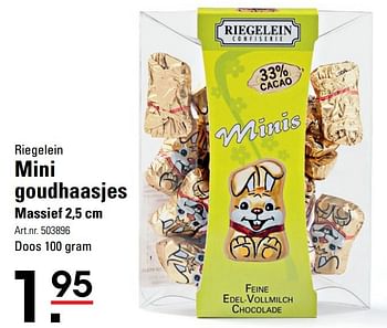 Aanbiedingen Riegelein mini goudhaasjes massief - Riegelein - Geldig van 06/03/2017 tot 17/04/2017 bij Sligro