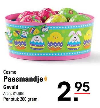 Aanbiedingen Cosmo paasmandje gevuld - Cosmo - Geldig van 06/03/2017 tot 17/04/2017 bij Sligro