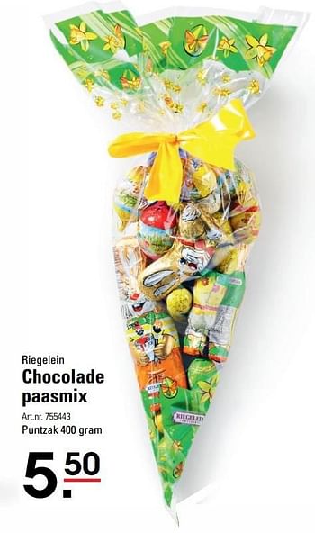 Aanbiedingen Riegelein chocolade paasmix - Riegelein - Geldig van 06/03/2017 tot 17/04/2017 bij Sligro