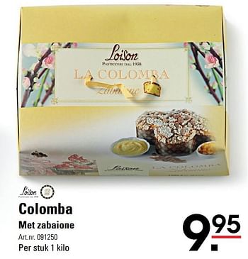 Aanbiedingen Colomba met zabaione - Loison - Geldig van 06/03/2017 tot 17/04/2017 bij Sligro