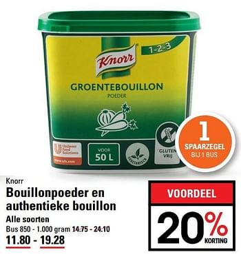 Aanbiedingen Bouillonpoeder en authentieke bouillon - Knorr - Geldig van 09/03/2017 tot 27/03/2017 bij Sligro