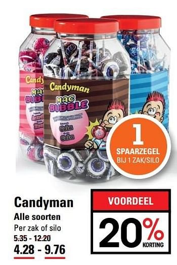 Aanbiedingen Candyman alle soorten - Candy Man - Geldig van 09/03/2017 tot 27/03/2017 bij Sligro