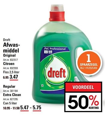 Aanbiedingen Afwasmiddel original - Dreft - Geldig van 09/03/2017 tot 27/03/2017 bij Sligro