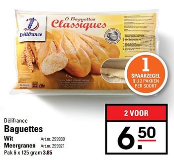 Aanbiedingen Baguettes wit - Delifrance - Geldig van 09/03/2017 tot 27/03/2017 bij Sligro