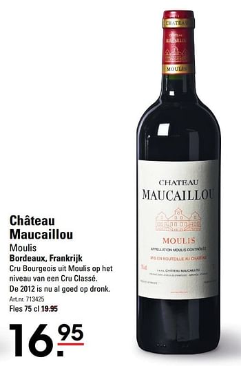 Aanbiedingen Château maucaillou moulis bordeaux, frankrijk - Rode wijnen - Geldig van 09/03/2017 tot 27/03/2017 bij Sligro