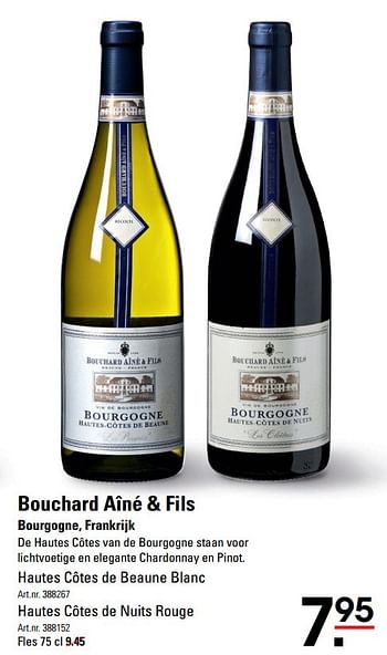 Aanbiedingen Bouchard aîné + fils bourgogne, frankrijk hautes côtes de beaune blanc - Rode wijnen - Geldig van 09/03/2017 tot 27/03/2017 bij Sligro