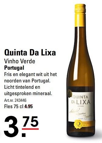 Aanbiedingen Quinta da lixa vinho verde portuga - Witte wijnen - Geldig van 09/03/2017 tot 27/03/2017 bij Sligro