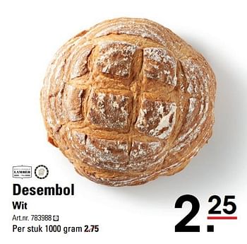 Aanbiedingen Desembol wit - Boulangerie Lambèr - Geldig van 09/03/2017 tot 27/03/2017 bij Sligro