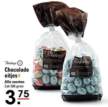 Aanbiedingen Chocolade eitjes alle soorten - Bonbiance - Geldig van 09/03/2017 tot 27/03/2017 bij Sligro