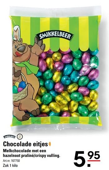 Aanbiedingen Chocolade eitjes - Smikkelbeer - Geldig van 31/03/2017 tot 17/04/2017 bij Sligro